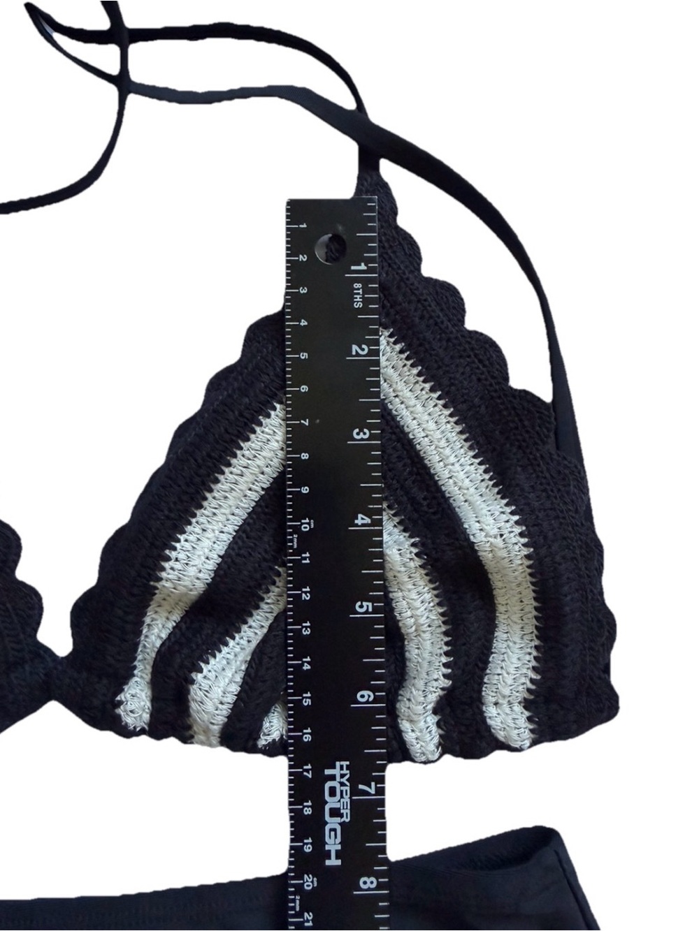 NWT Crochet Bikini Set Black White Chevron Striped Boho Retro M No Boundaries - Picture 10 of 11